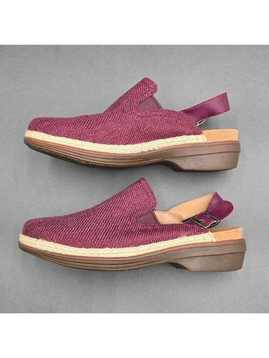 Revitalign Ojai Tweed Back-Strap Clog Wine Berry Canvas Comfort Shoes Size 7.5 - Picture 4 of 10